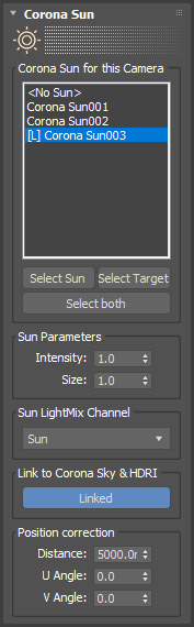 Environment Per Camera Corona Sun control