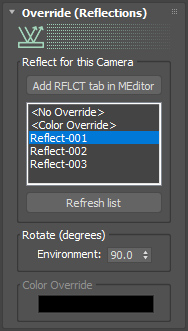 Environment Per Camera Reflections Override control