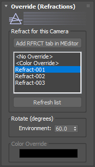 Environment Per Camera Refractions Override control