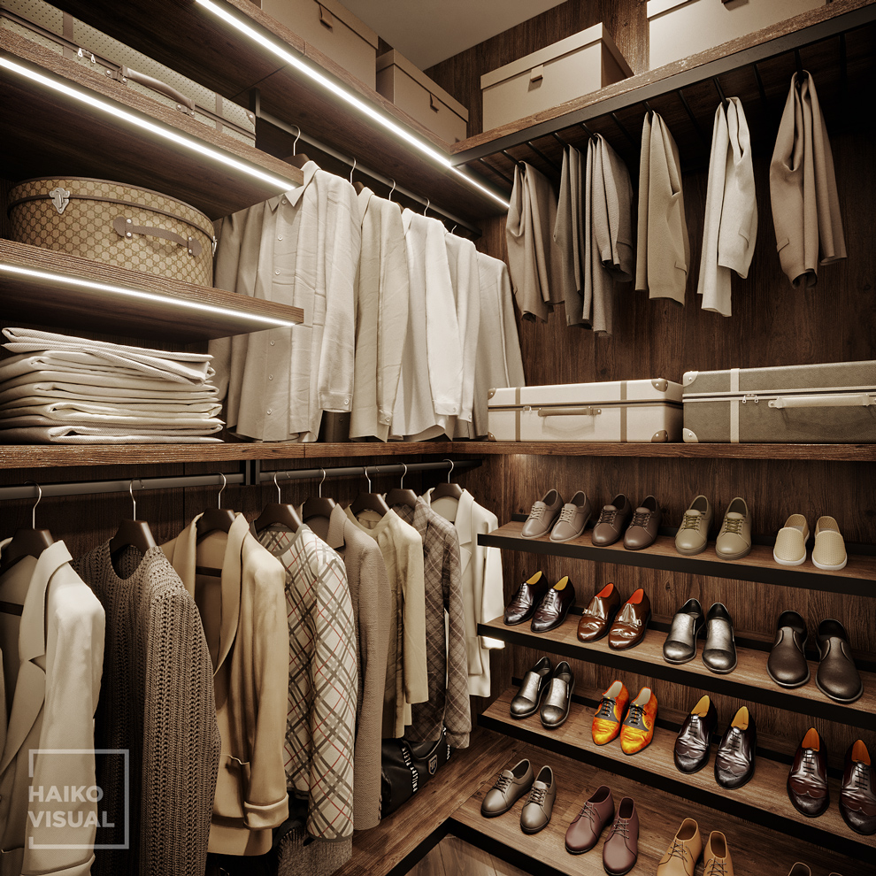 3D visualization of the wardrobe, Saint-Petersburg, Bolshaya Ozernaya str. Design: studio «NUR DESIGN», Italy