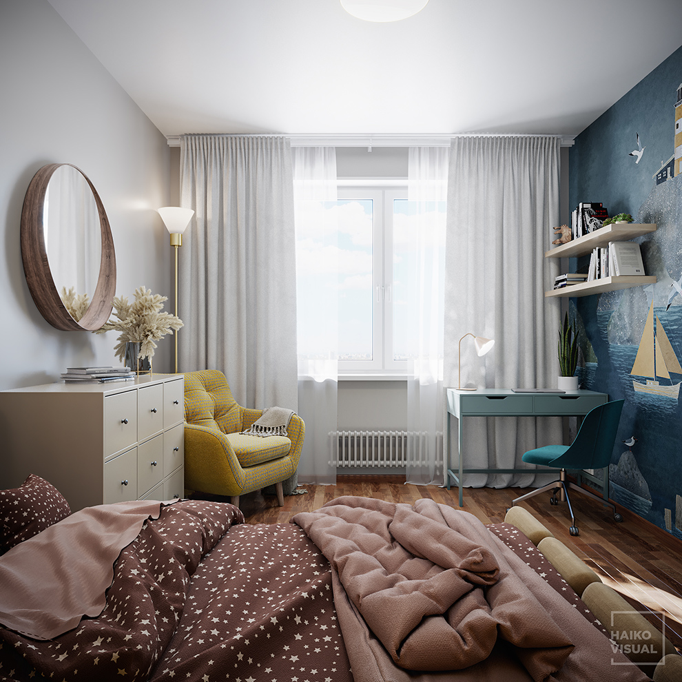 3D visualization of the children's room, RC «Skandi Klubb», Saint-Petersburg. Design: Hanna Shikhmanova, Saint-Petersburg